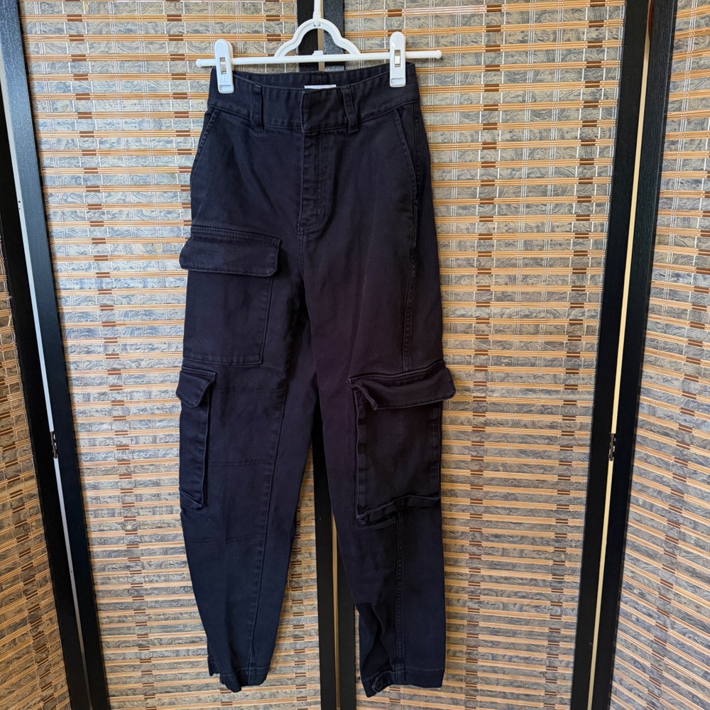 Tna Cargo Pants Women Size 0 Black Supply High Waisted Utility Streetwear